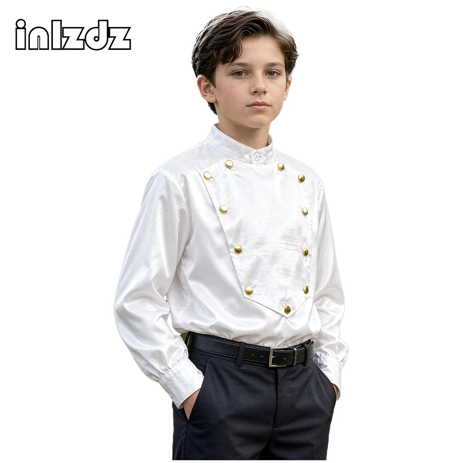 Tops - Boys Medieval Renaissance Vintage Satin Shirt
