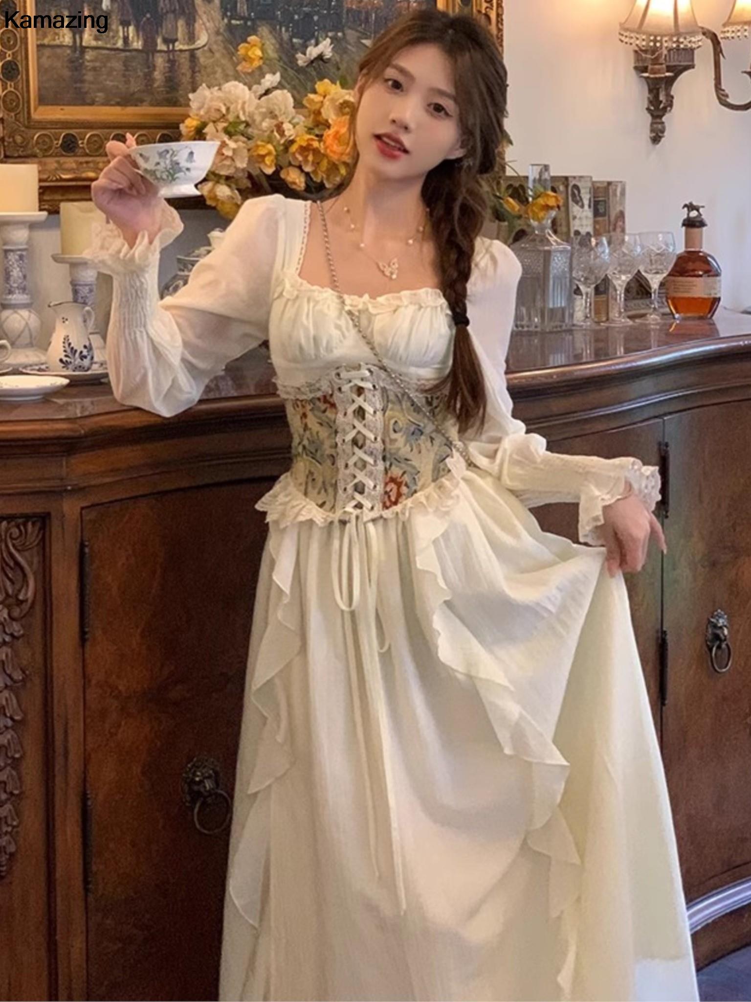 Vintage French Corset Midi Dre - French Vintage Floral Midi Dress 评论和价格