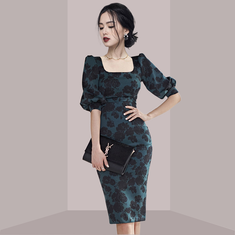 Elegant Ladylike Floral Print  - French Vintage Floral Midi Dress 评论和价格