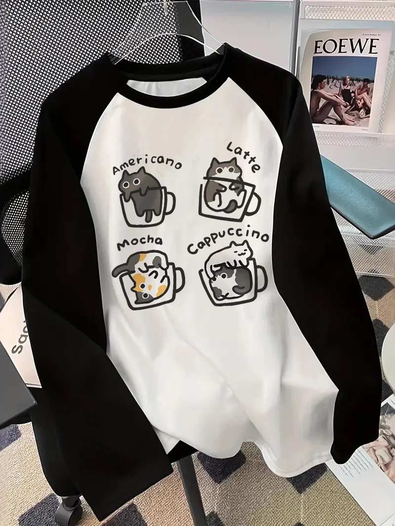 Coffee Cat Long Sleeve T-Shirt - Blouses 评论和价格